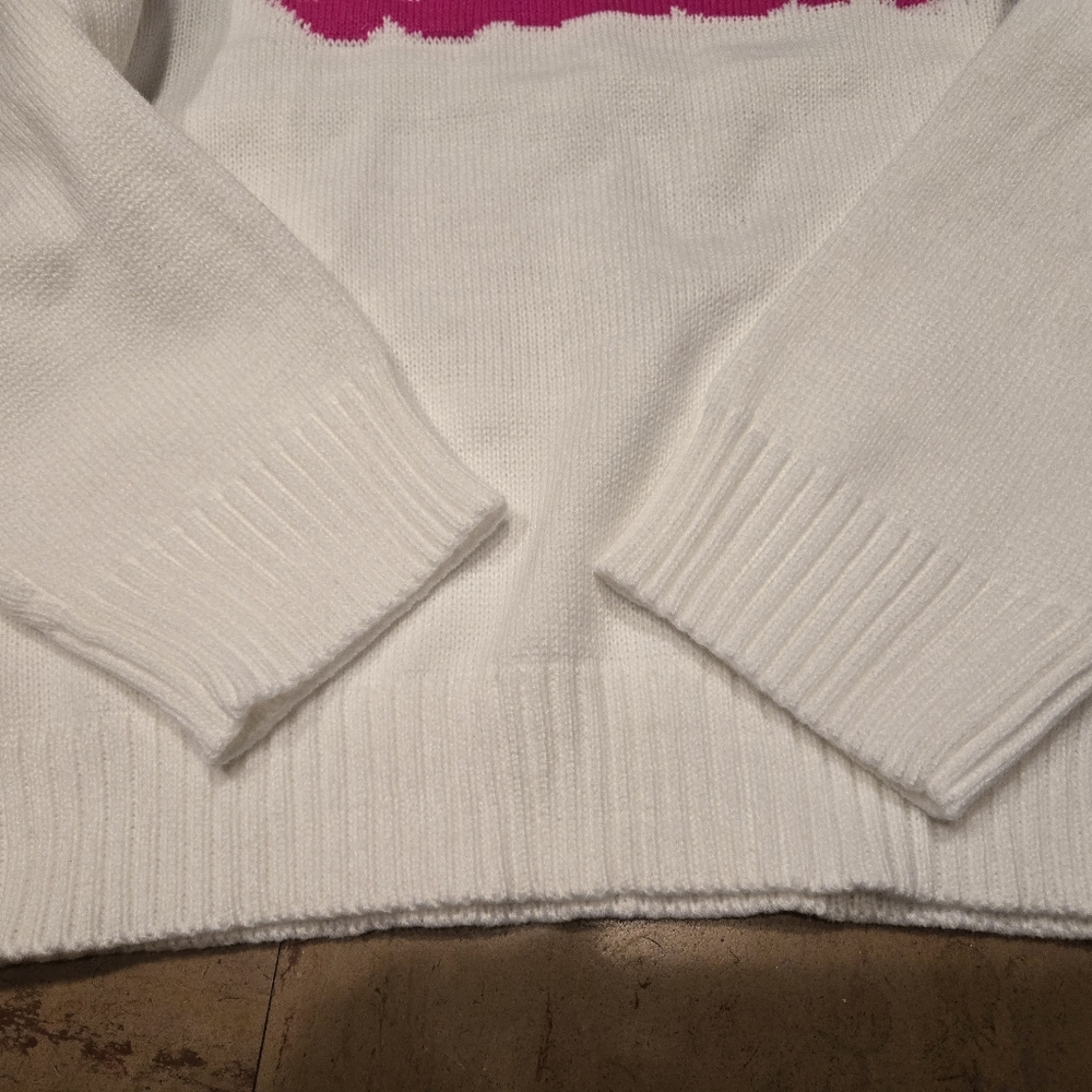 Barbie hpt pink and cream sweater in a misses size large brand new with tags - Picture 2 of 7